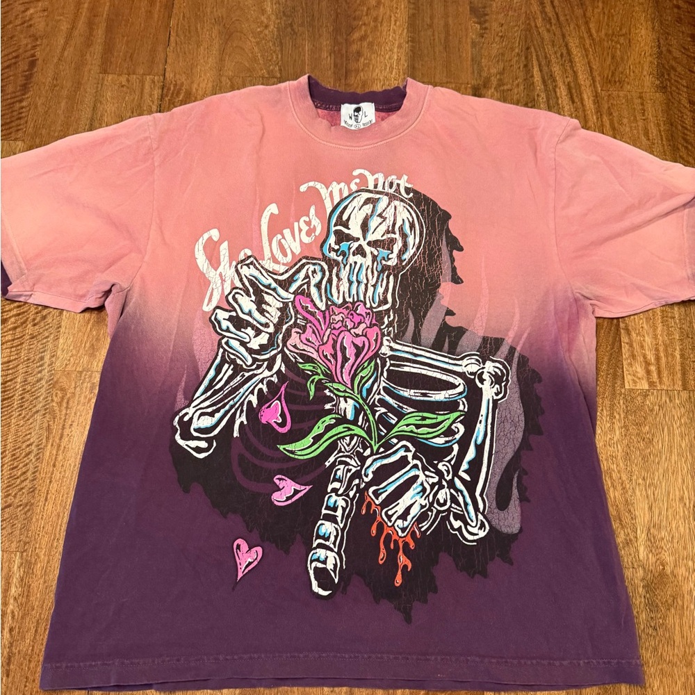 Warren Lotas Pink and Purple Skeleton Graphic Tee